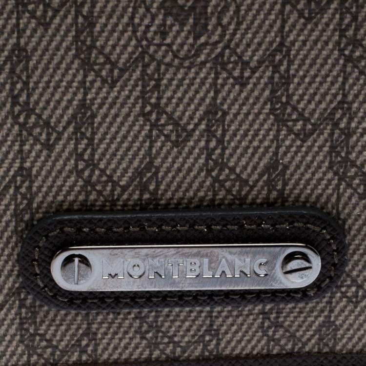 Pre Owned Montblanc Beige/Brown Signature Coated Canvas Business Card Holder
