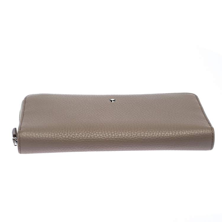 Pre Owned Montblanc Beige Leather Meisterstuck 8cc Zip Around Wallet