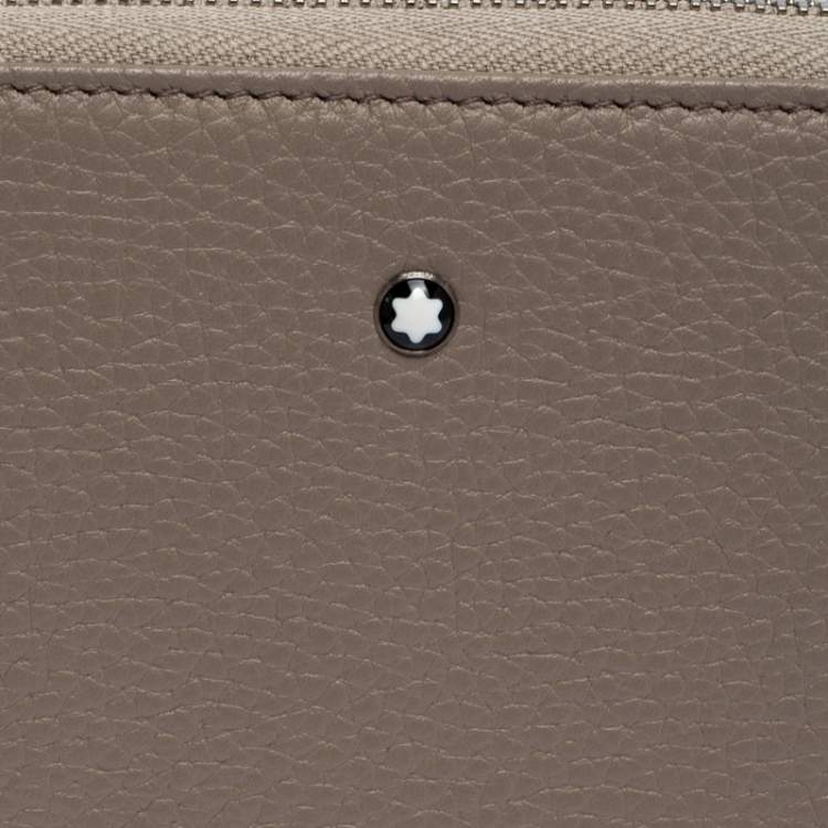 Pre Owned Montblanc Beige Leather Meisterstuck 8cc Zip Around Wallet