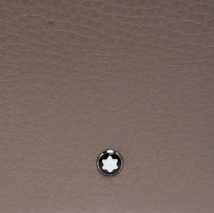 Pre Owned Montblanc Beige Leather Zip Around Compact Wallet