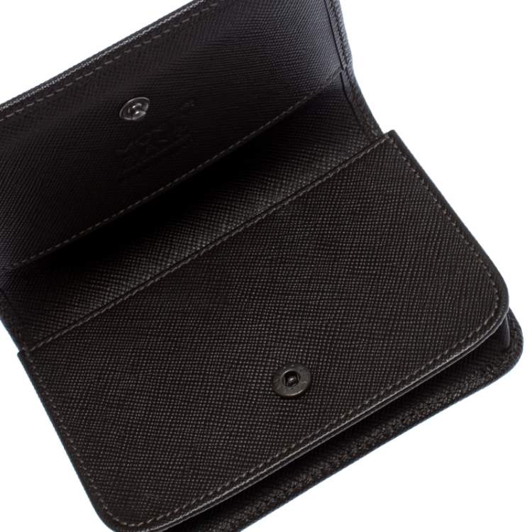 Pre Owned Montblanc Brown/Beige Signature Coated Canvas Flap Card Holder