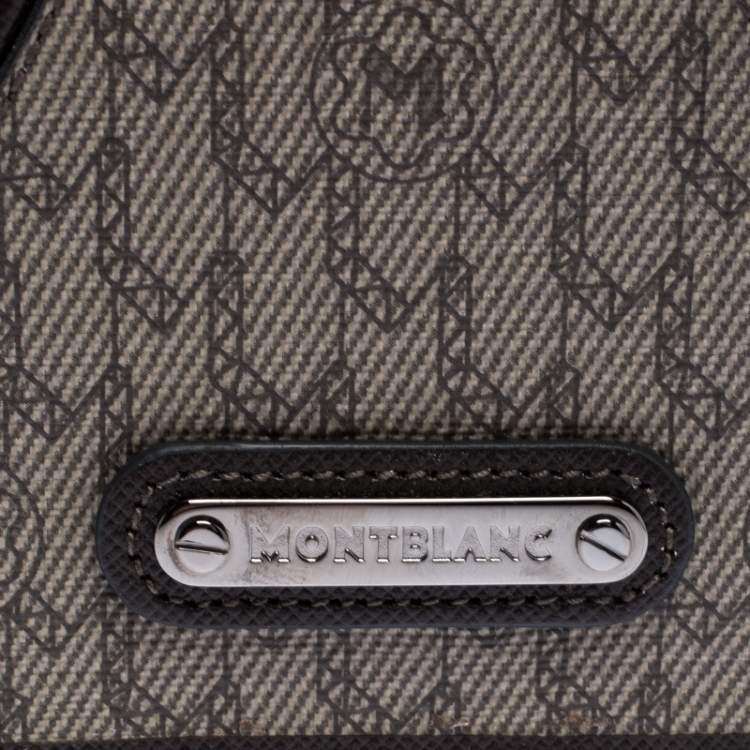 Pre Owned Montblanc Brown/Beige Signature Coated Canvas Flap Card Holder