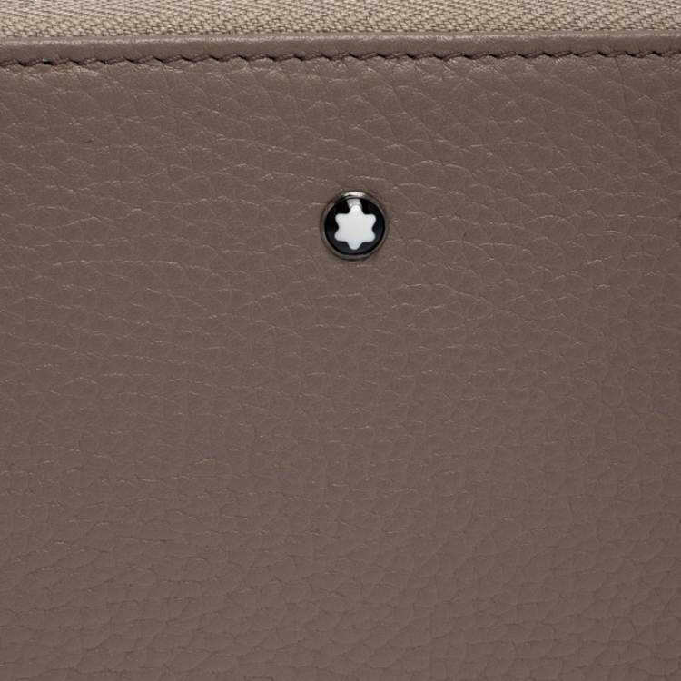 Pre Owned Montblanc Beige Leather Meisterstuck Zip Around Wallet