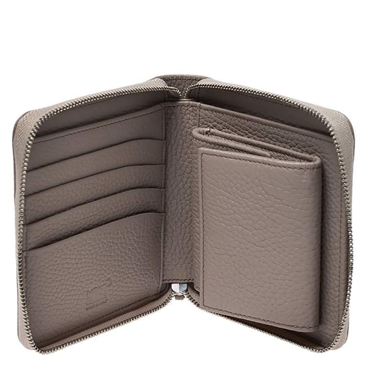 Pre Owned Montblanc Beige Leather Zip Around Wallet
