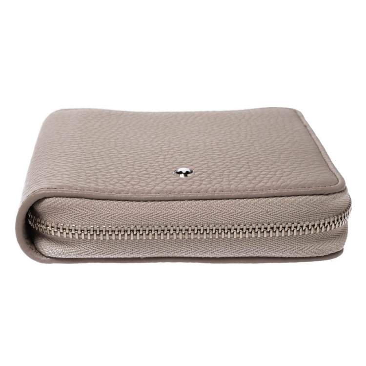 Pre Owned Montblanc Beige Leather Meisterstuck 4CC Zip Around Wallet