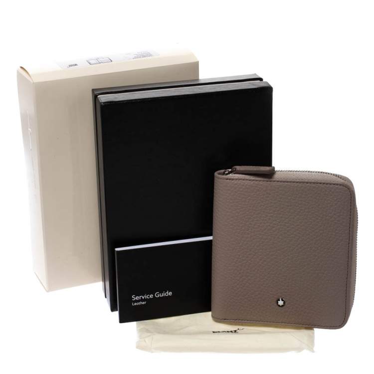 Pre Owned Montblanc Beige Leather Meisterstuck 4CC Zip Around Wallet