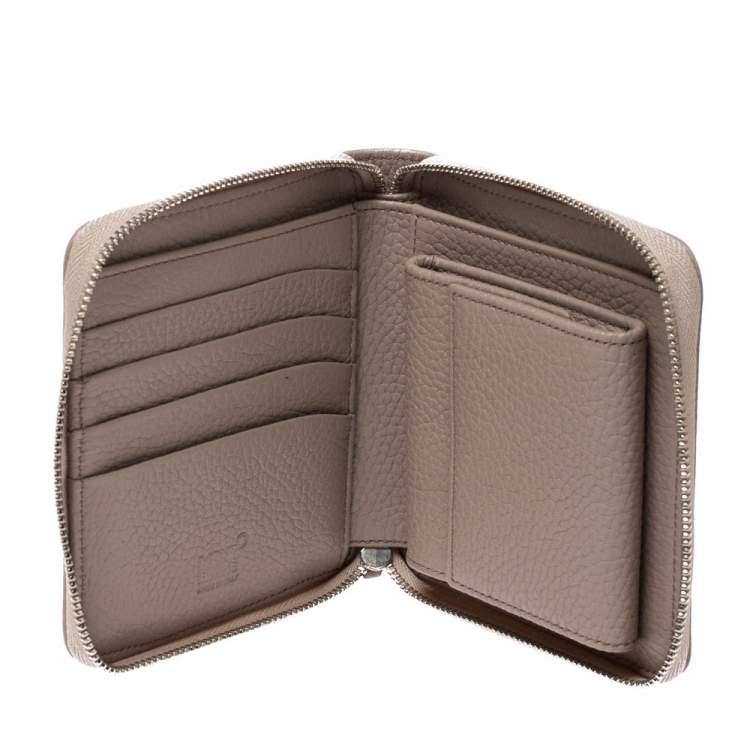 Pre Owned Montblanc Beige Leather Meisterstuck 4CC Zip Around Wallet