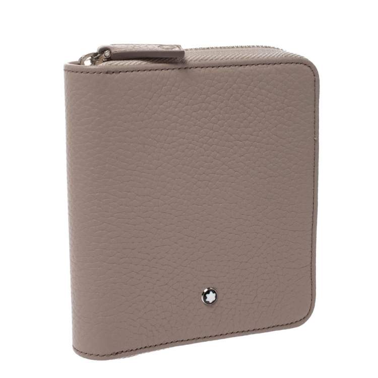 Pre Owned Montblanc Beige Leather Meisterstuck 4CC Zip Around Wallet