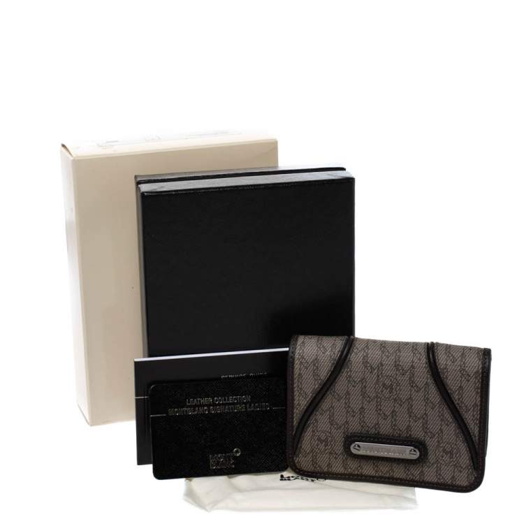 Pre Owned Montblanc Brown Signature Coated Canvas Business Card Holder