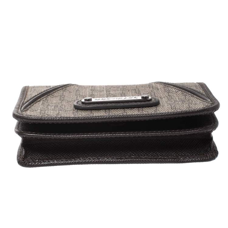 Pre Owned Montblanc Brown Signature Coated Canvas Business Card Holder