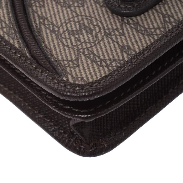 Pre Owned Montblanc Brown Signature Coated Canvas Business Card Holder