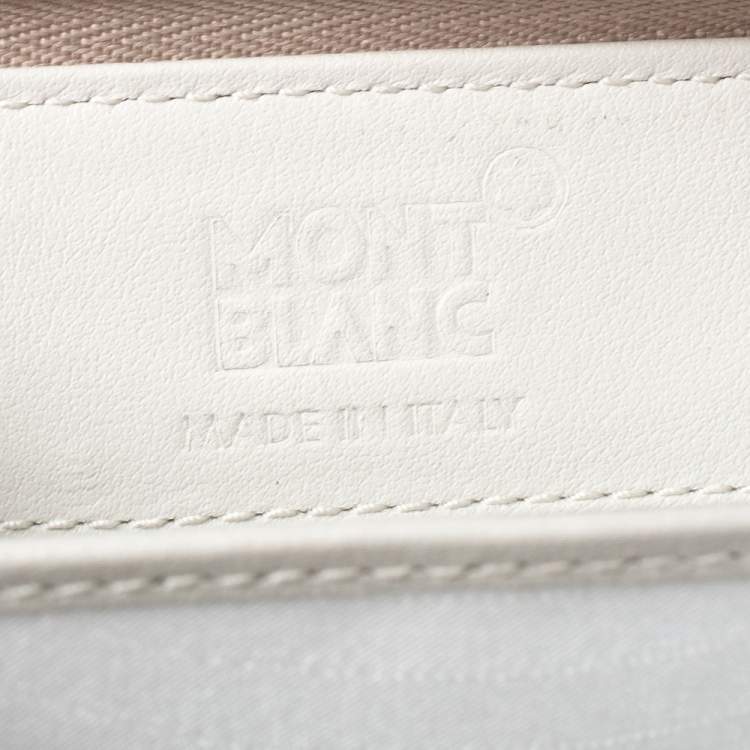 Pre Owned Montblanc Beige Croc Embossed Leather Zip Around Coin Purse