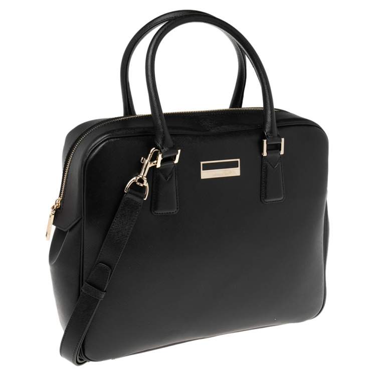 Pre Owned Montblanc Black Leather Laptop Briefcase
