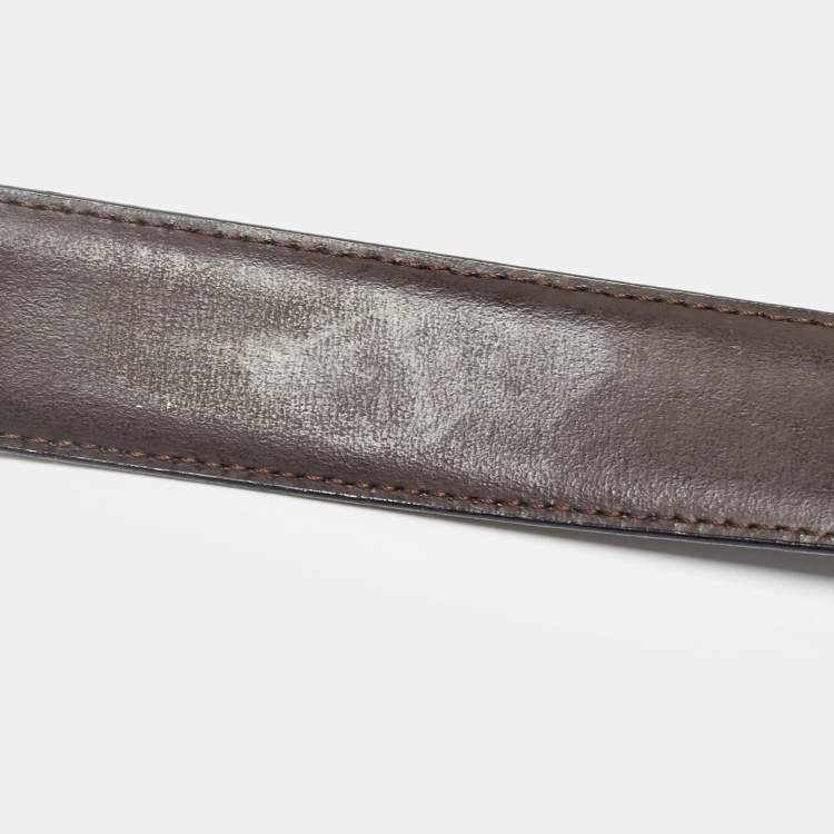 Pre Owned Montblanc Black/Brown Leather Buckle Cut to Size Belt 