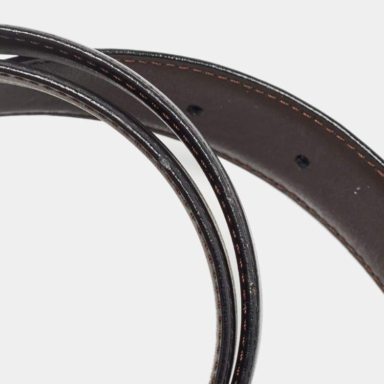 Pre Owned Montblanc Black/Brown Leather Buckle Cut to Size Belt 