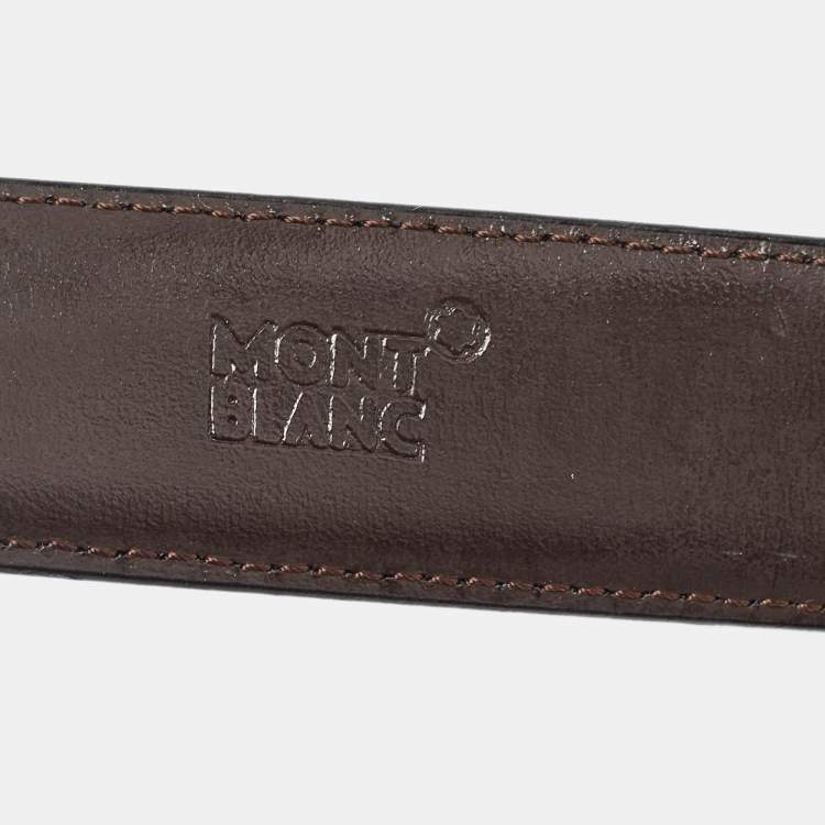 Pre Owned Montblanc Black/Brown Leather Buckle Cut to Size Belt 