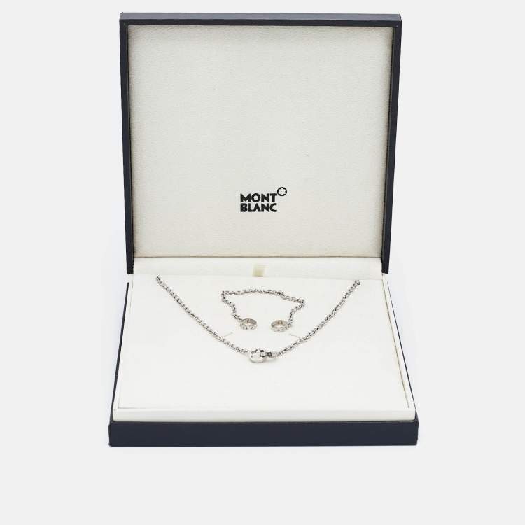 Pre Owned Montblanc Star Signet Sterling SIlver Station Extendable Necklace with 4 Separate Star Chains