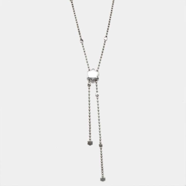 Pre Owned Montblanc Star Sparks Sterling Silver Lariat Necklace