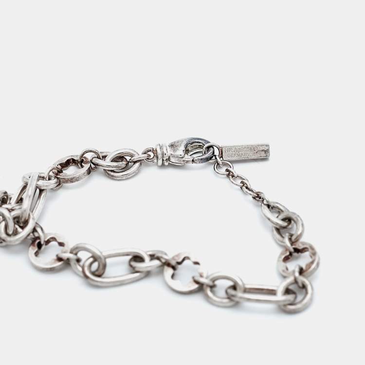 Pre Owned Montblanc Star Signet Mother of Pearl Charm Sterling Silver Bracelet
