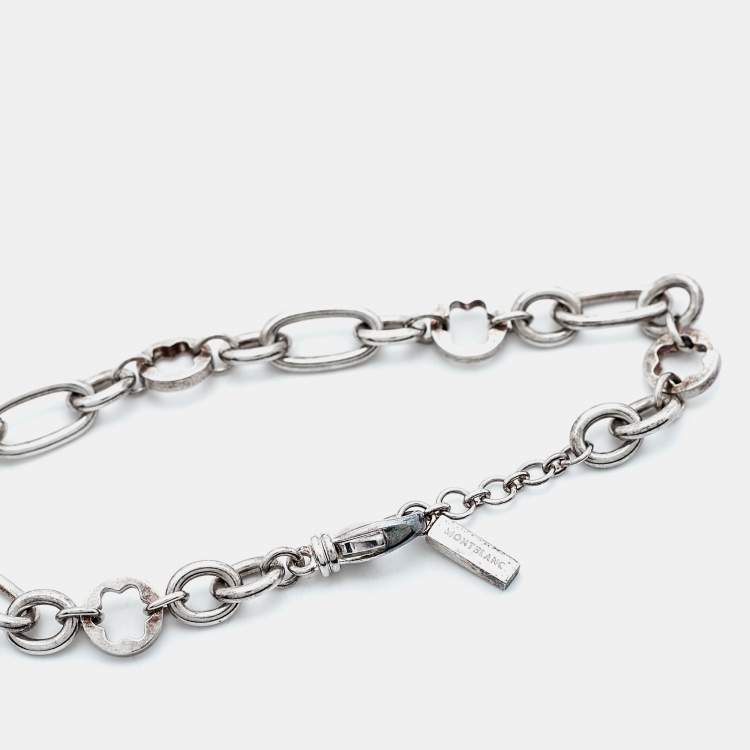 Pre Owned Montblanc Star Signet Mother of Pearl Charm Sterling Silver Bracelet