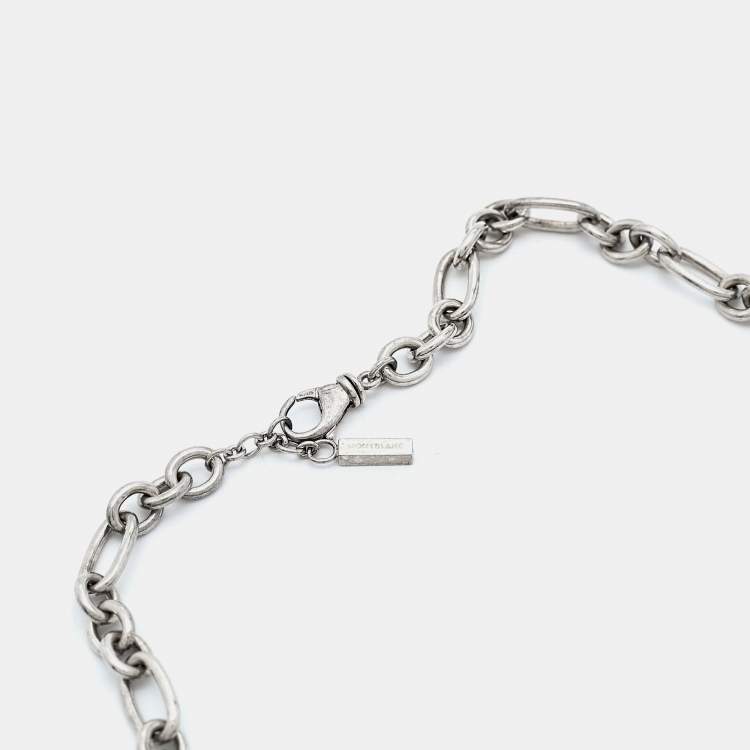Pre Owned Montblanc Star Signet Mother Of Pearl Sterling Silver Pendant Necklace