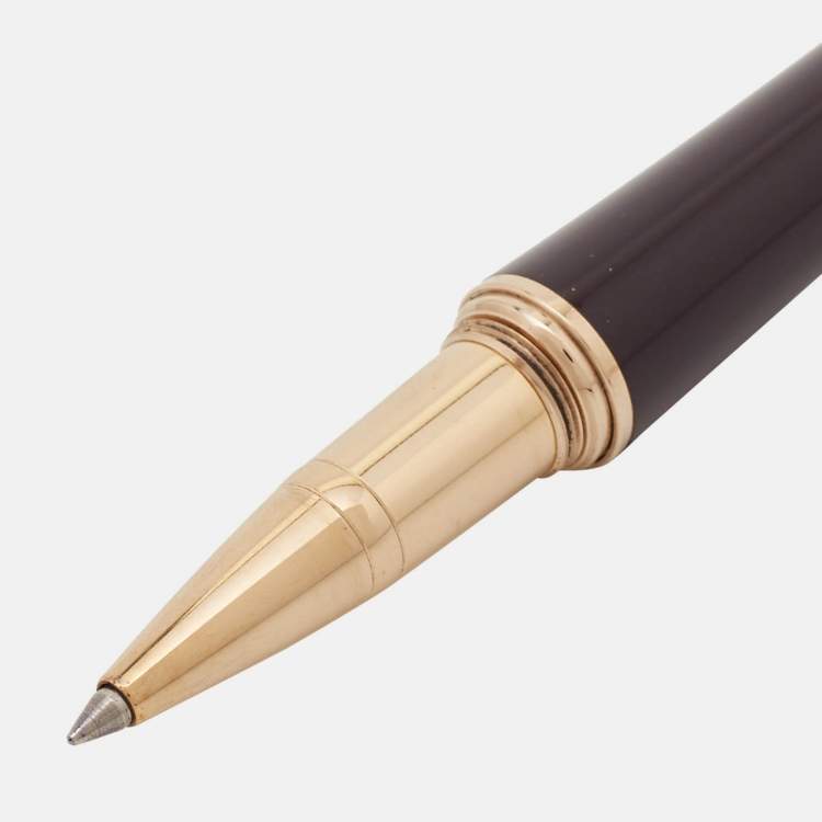 Pre Owned Montblanc Mother of Pearl Princess Grace de Monaco Resin Rose Gold Tone Pink Topaz Rollerball Pen