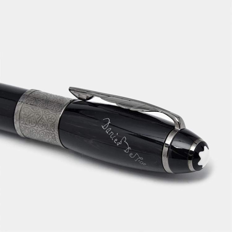 Pre Owned Montblanc Daniel Defoe Writer Series Limited Edition Resin Gunmetal Tone Ballpoint Pen
