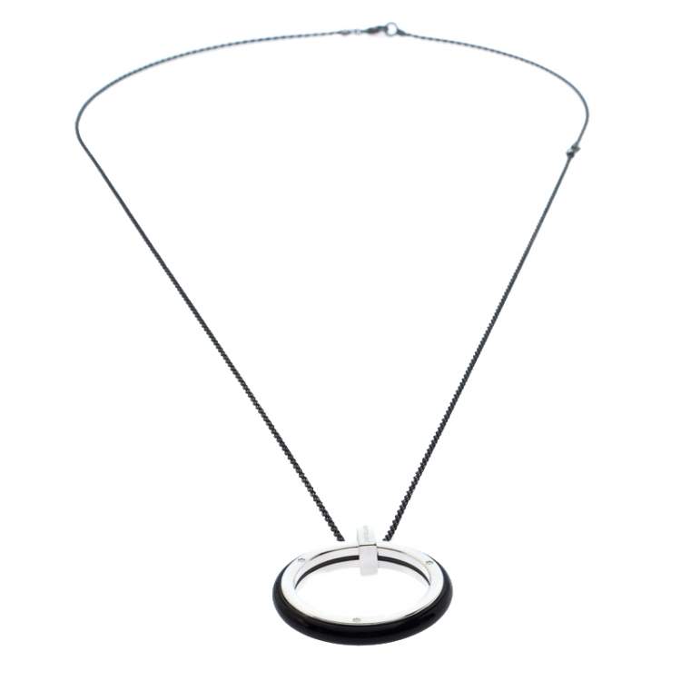 Pre Owned Montblanc Les Aimants By Charlotte Casiraghi Resin Silver Long Pendant Necklace