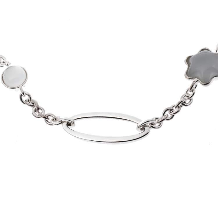 Pre Owned Montblanc Mutlicolor Gemstone Star Motif Silver Bracelet