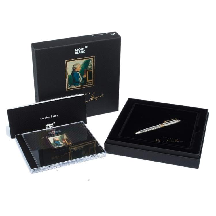 Pre Owned Montblanc Meisterstuck Solitaire Hommage Wolfgang Amadeus Mozart Two-Tone Sterling Silver Diamond Ballpoint Pen