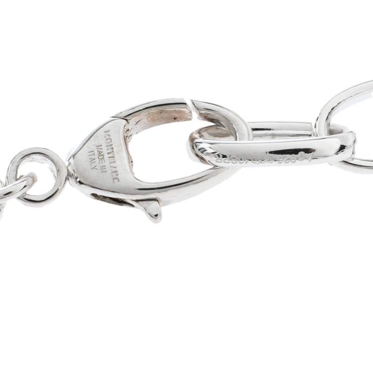 Pre Owned Montblanc Star Mother of Pearl Silver Chain Link Charm Bracelet