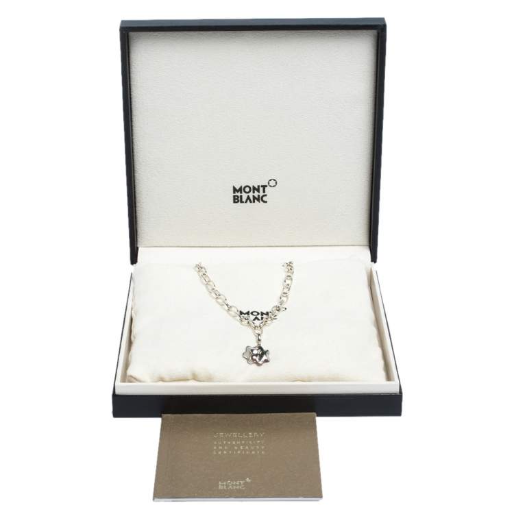 Pre Owned Montblanc Star Mother of Pearl Silver Chain Link Necklace