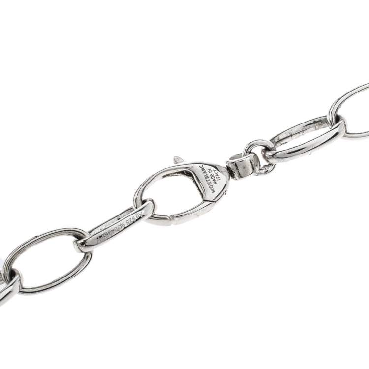 Pre Owned Montblanc Star Mother of Pearl Silver Chain Link Necklace