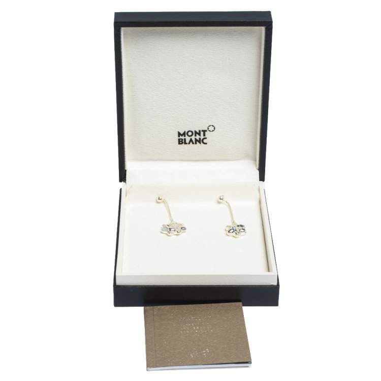 Pre Owned Montblanc Star Mother of Pearl Silver Dangle Earrings