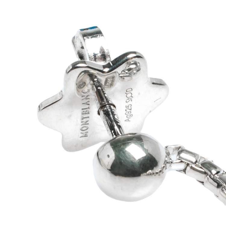 Pre Owned Montblanc Star Mother of Pearl Silver Dangle Earrings