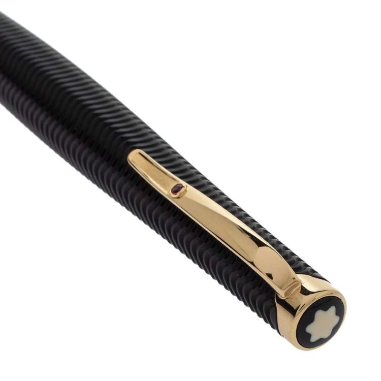 Pre Owned Montblanc Black Guilloché Resin Limited Edition Virginia Woolf Ballpoint Pen