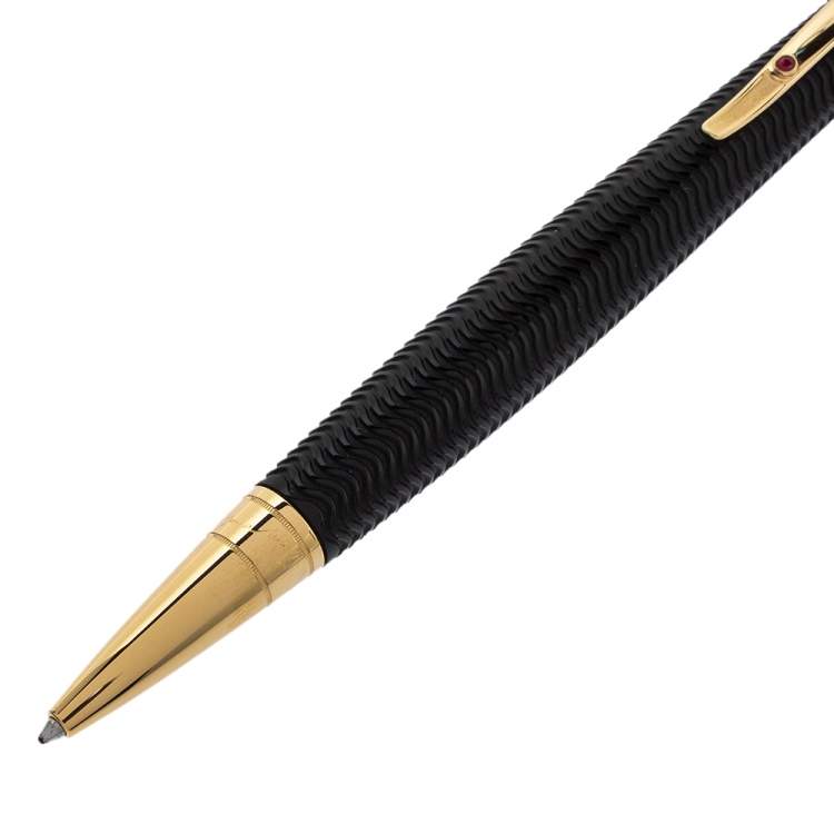 Pre Owned Montblanc Black Guilloché Resin Limited Edition Virginia Woolf Ballpoint Pen