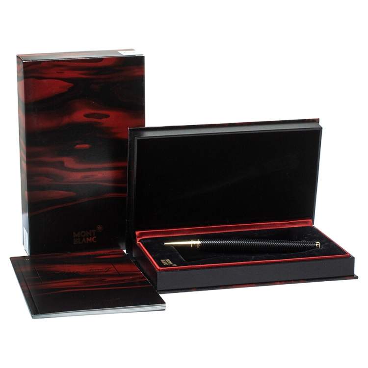 Pre Owned Montblanc Black Guilloché Resin Limited Edition Virginia Woolf Ballpoint Pen