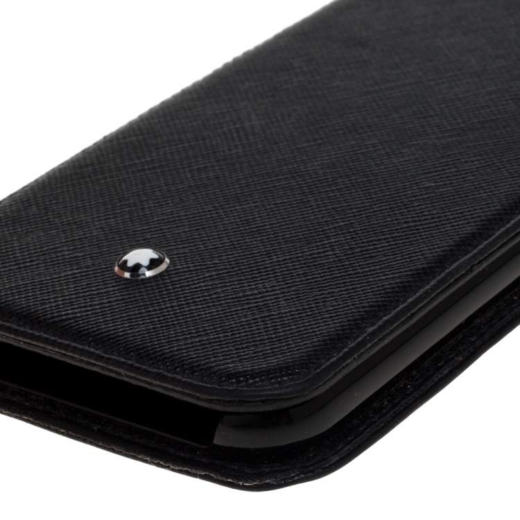 Pre Owned Montblanc Black Leather Sartorial iPhone XS Flip Case