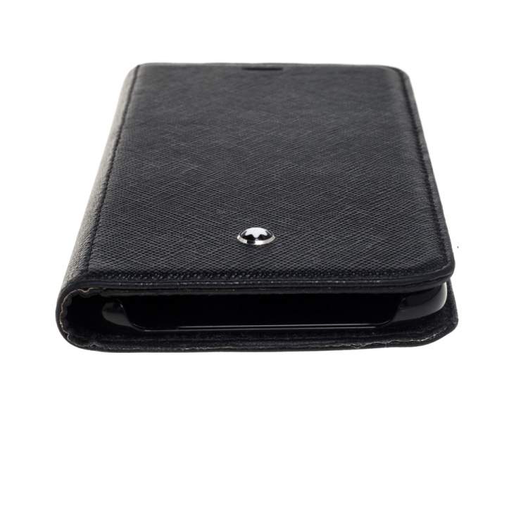 Pre Owned Montblanc Black Leather Sartorial iPhone XS Flip Case