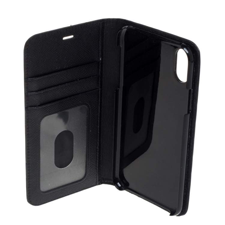 Pre Owned Montblanc Black Leather Sartorial iPhone XS Flip Case