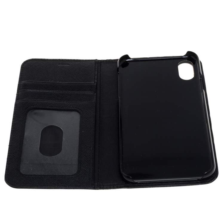 Pre Owned Montblanc Black Leather Sartorial iPhone XS Flip Case