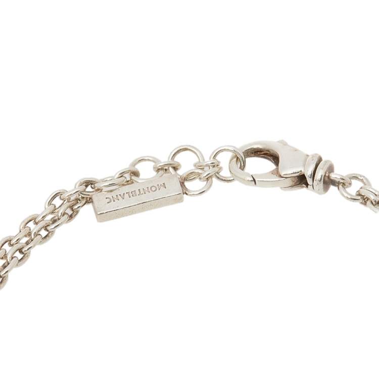 Pre Owned Montblanc Profile Collection Black Ceramic Silver Wish Bracelet