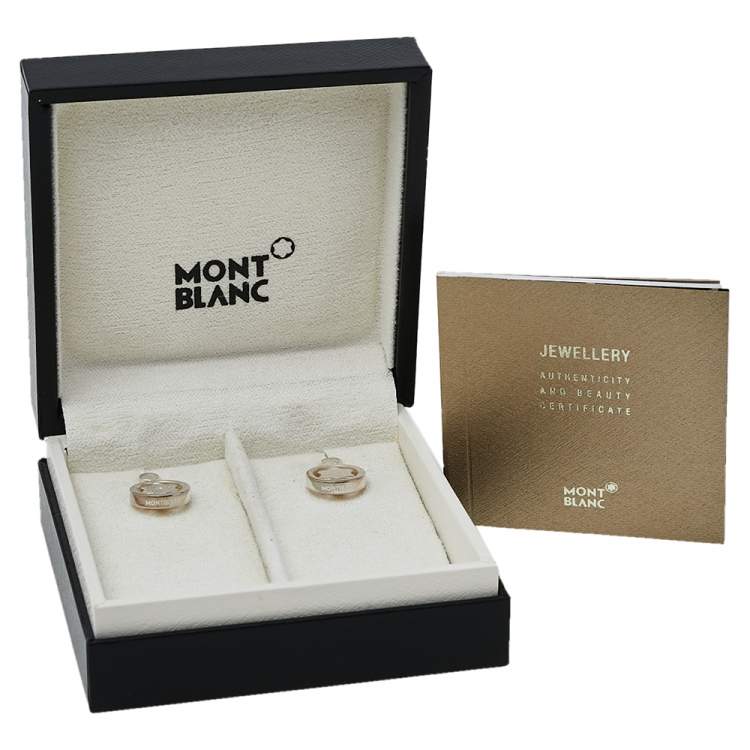 Pre Owned Montblanc Star Signet Sterling Silver Diamond Drop Earrings