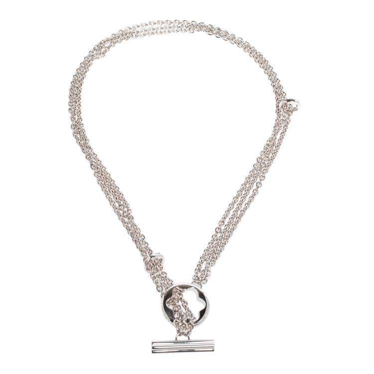 Pre Owned Montblanc Caress of a Star Silver Chain Link Toggle Necklace