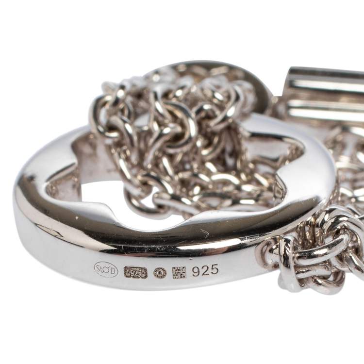 Pre Owned Montblanc Caress of a Star Silver Chain Link Toggle Necklace