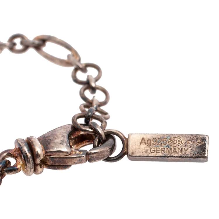 مملوكة مسبقًا Montblanc Sterling Silver Cabochon Charms Bracelet