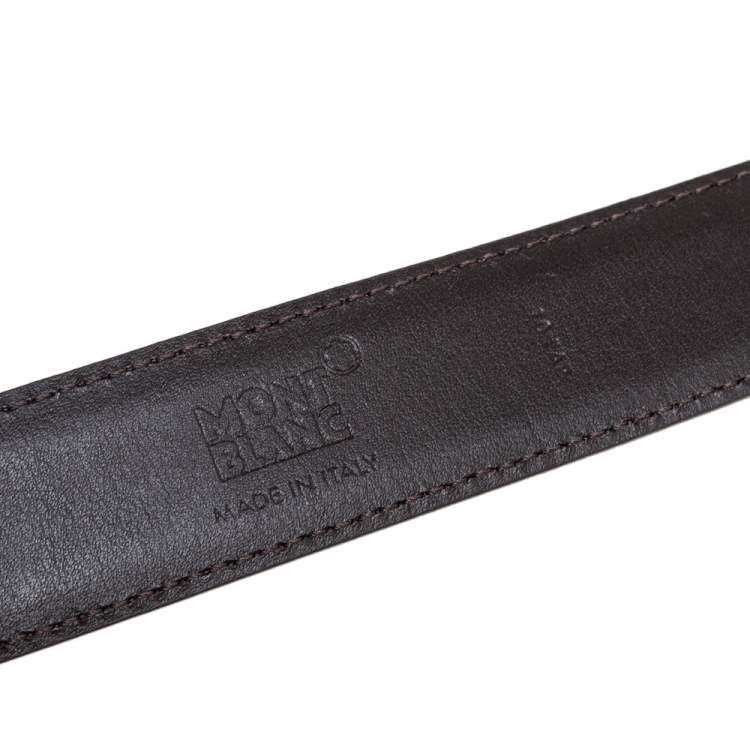Pre Owned Mont Blanc Dark Brown Leather Contemporary Line Medium Cut to Size Belt