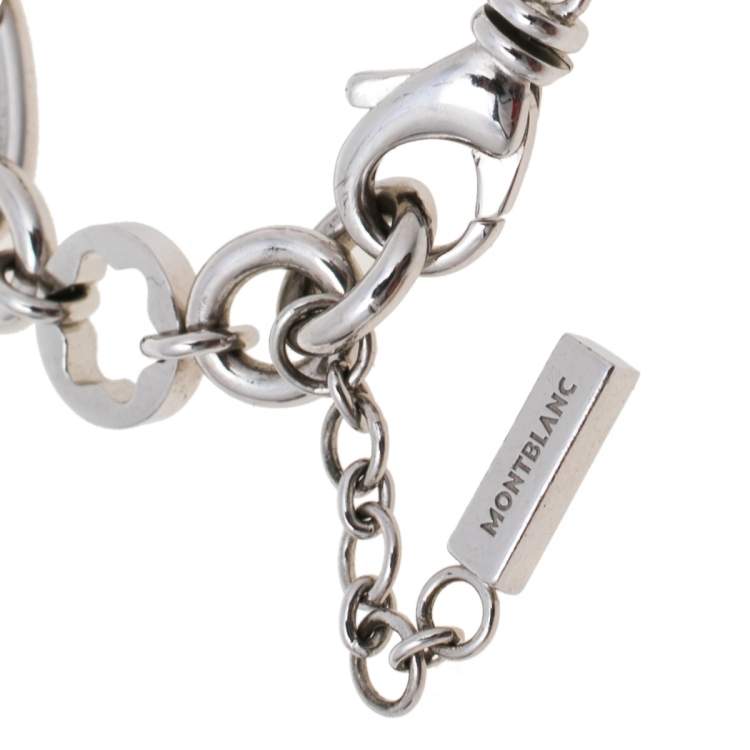 Pre Owned Montblanc Star Signet Mother of Pearl Charm Sterling Silver Bracelet