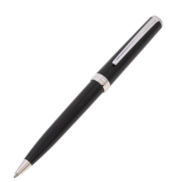 Pre Owned Montblanc Pix Black Resin Platinum Coated Detail Ballpoint Pen